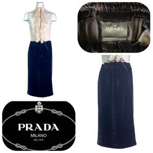 Prada Velvet Drawstring Black pencil skirt IT 40 US 6